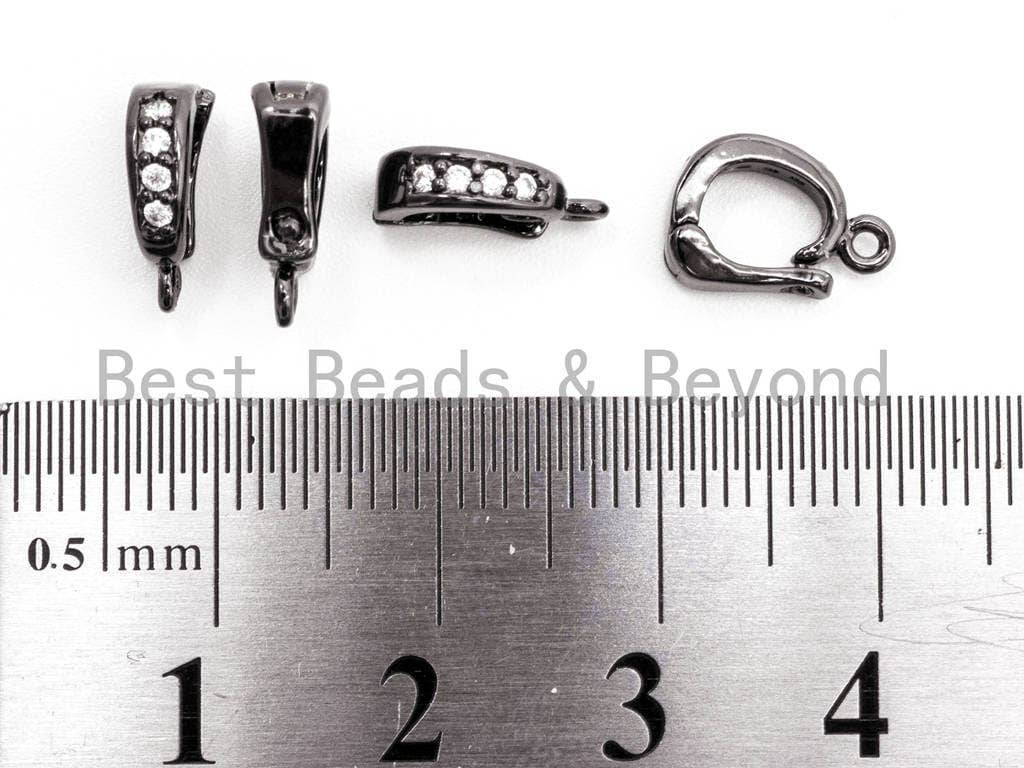 Black CZ Pave On Black Micro Pave Enhancer Bail with Latch-Back Closure, Pave Clasp, Pave Pendant Enhancer, 3x11mm,sku#H117