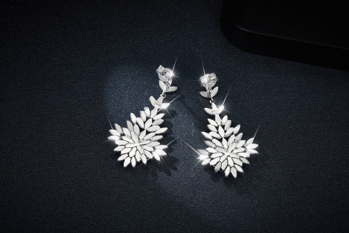 S925 Sterling Silver Platinum Plated Moissanite Long Dangle Earrings  Cluster Leaf Design With GRA Certificate Luxury Jewelry Gift Box Set For Women