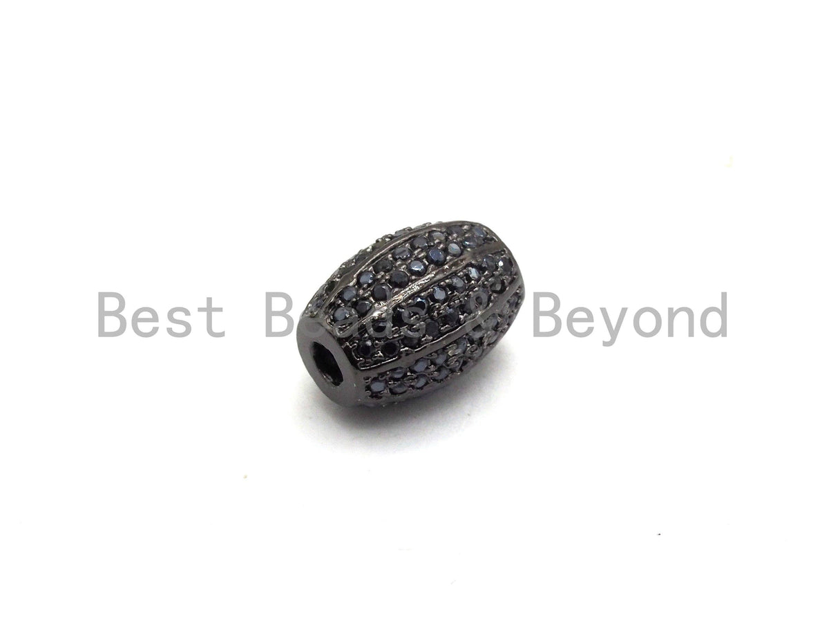 Black CZ Pave On Black Micro Pave Oval Spacer Beads Crystal for Bracelet/Necklace, Cubic Zirconia Beads, 10x13mm, sku#G414