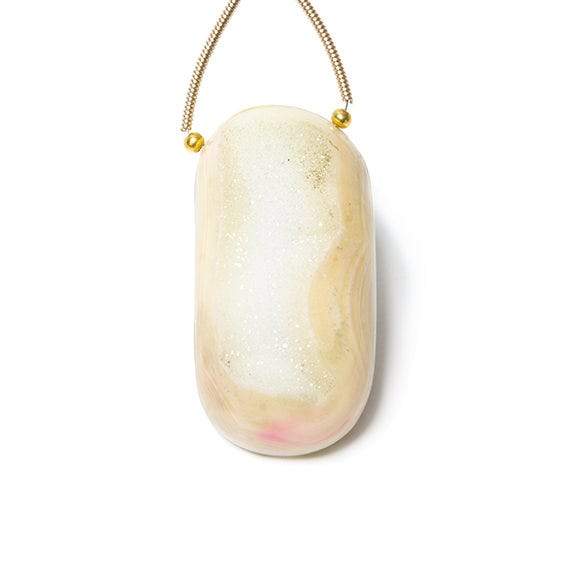 38x20mm Orchid Yellow & Pink Agate Drusy Freeform Focal Bead 1 piece