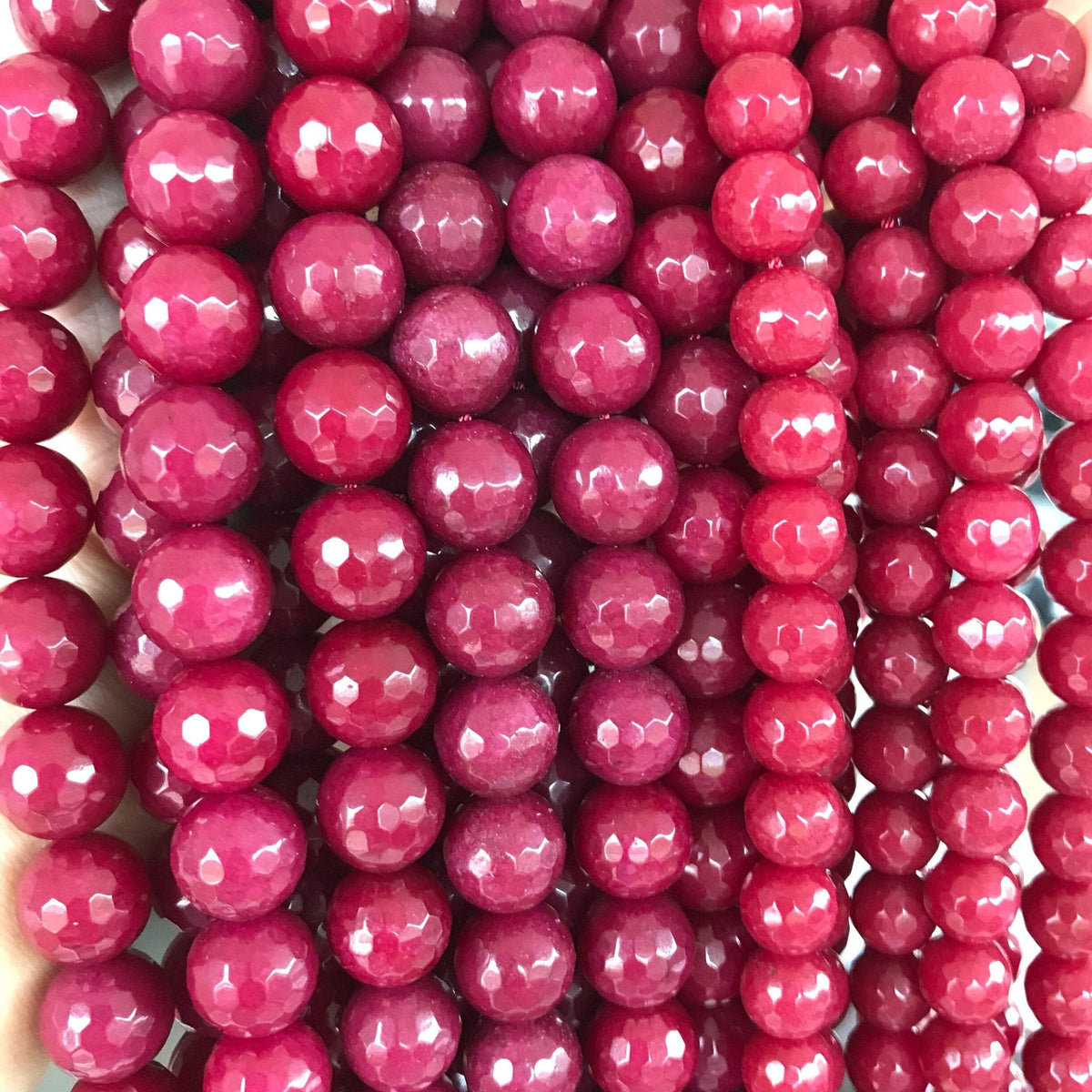 Smooth/Faceted Round Dyed Ruby Jade beads, 8mm/10mm/12mm/14mm Red Gemstone beads, Ruby Jade Beads, 15.5inch strand, SKU#U258c