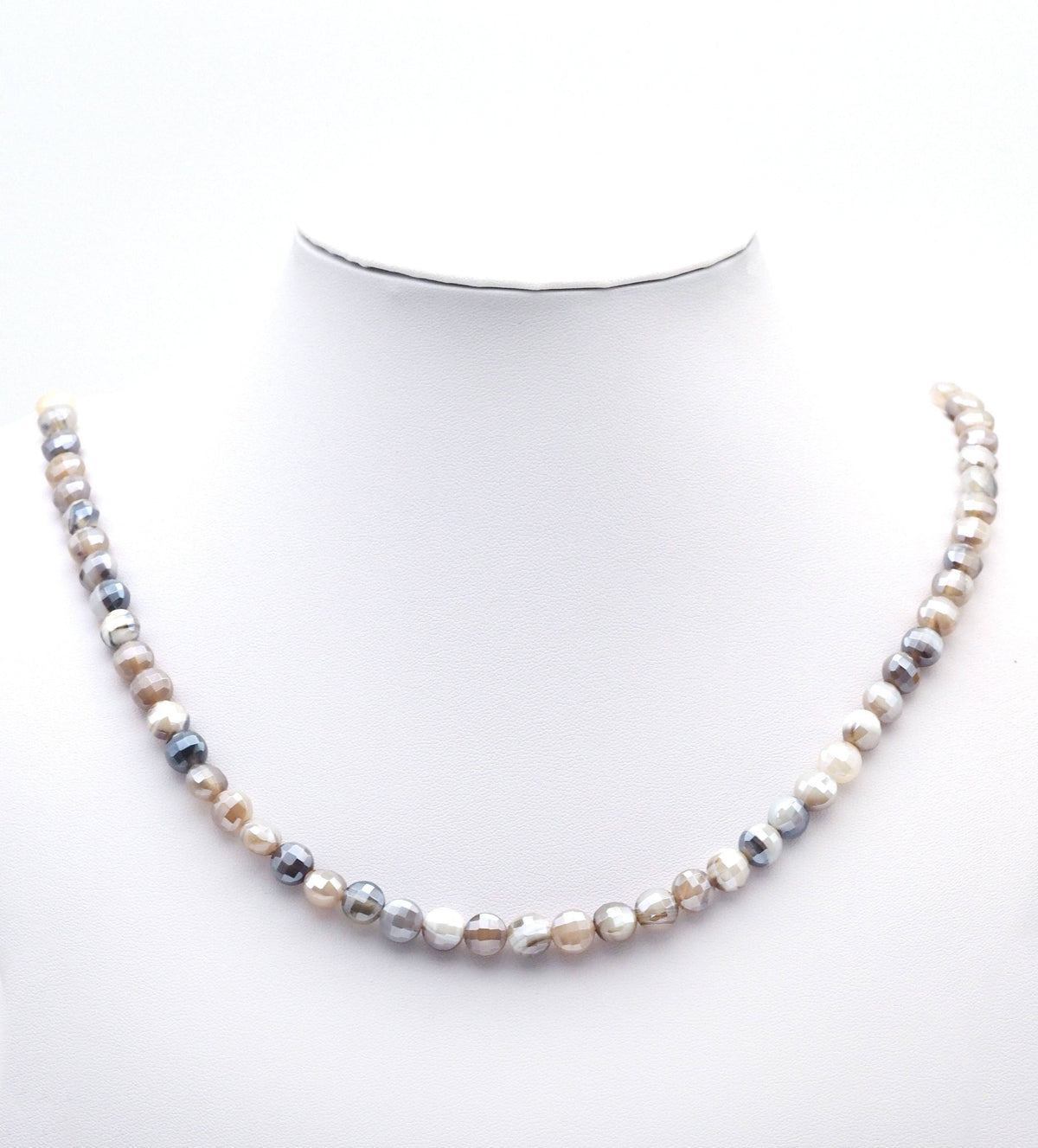 Mystic Double Sided Turtle Shell Cut Coin Gray Banded Agate, 8mm, Sku# UA297