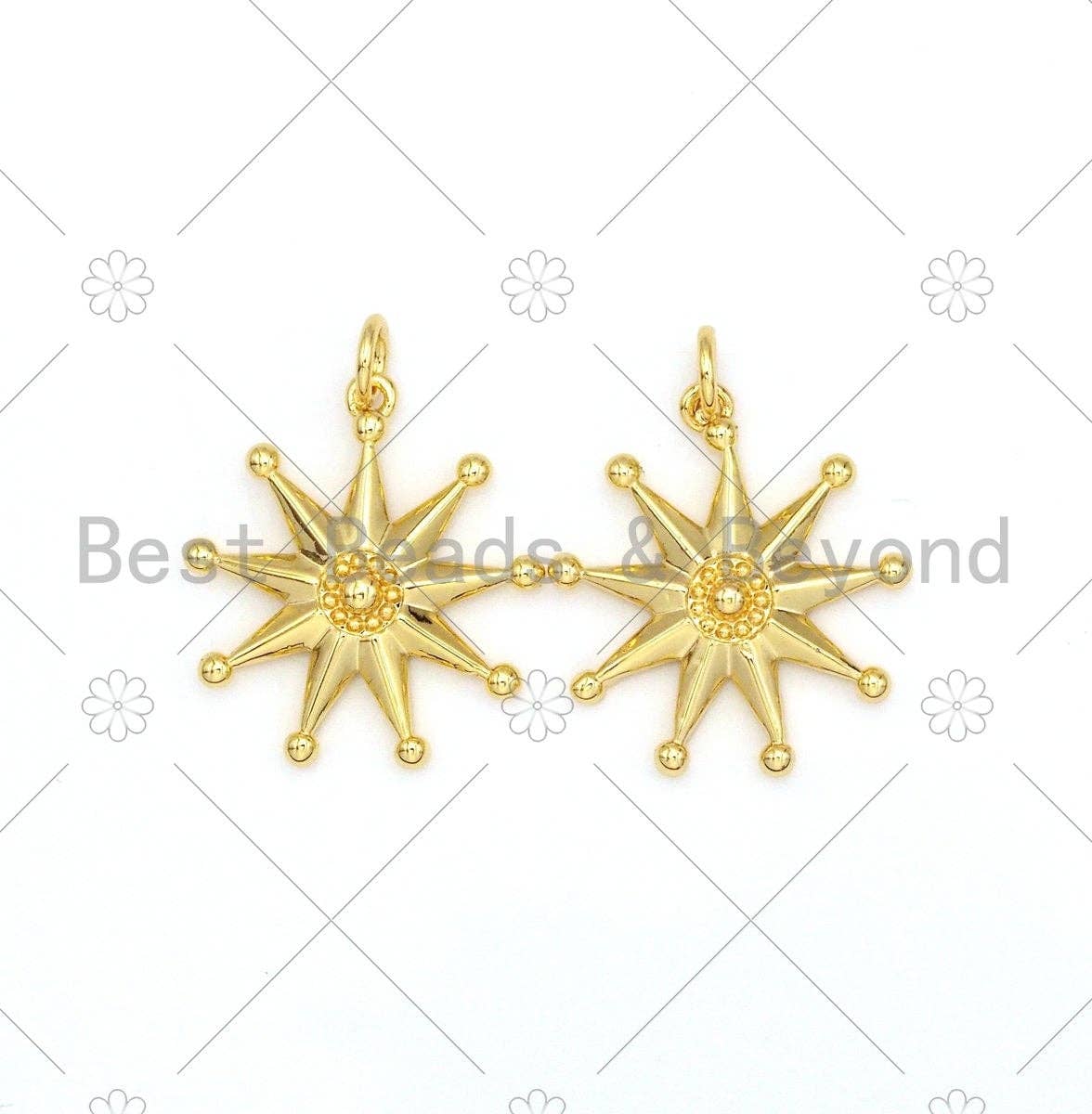 Sunflower Shape Pendant/Charm,18K Gold Filled Star Charm, Necklace Bracelet Charm Pendant, 21x19mm,Sku#F1408