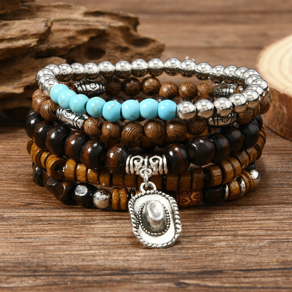 Fashionable Casual Turquoise Beaded Elastic Bracelet
