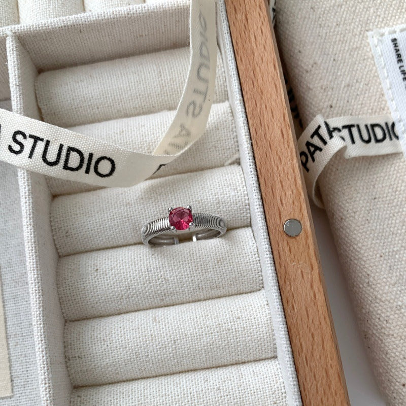 Color Diamond Inlaid Ring For Women, Adjustable, Minimalist Cool Style, Fashionable Couple Rings