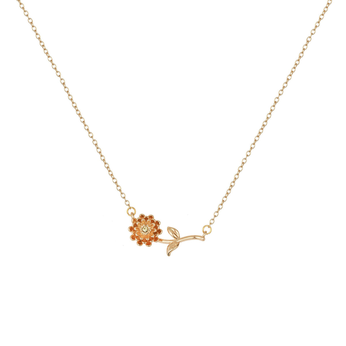 Three-dimensional Decoration Flower Pendant Necklace Gold-plated Sweater Chain