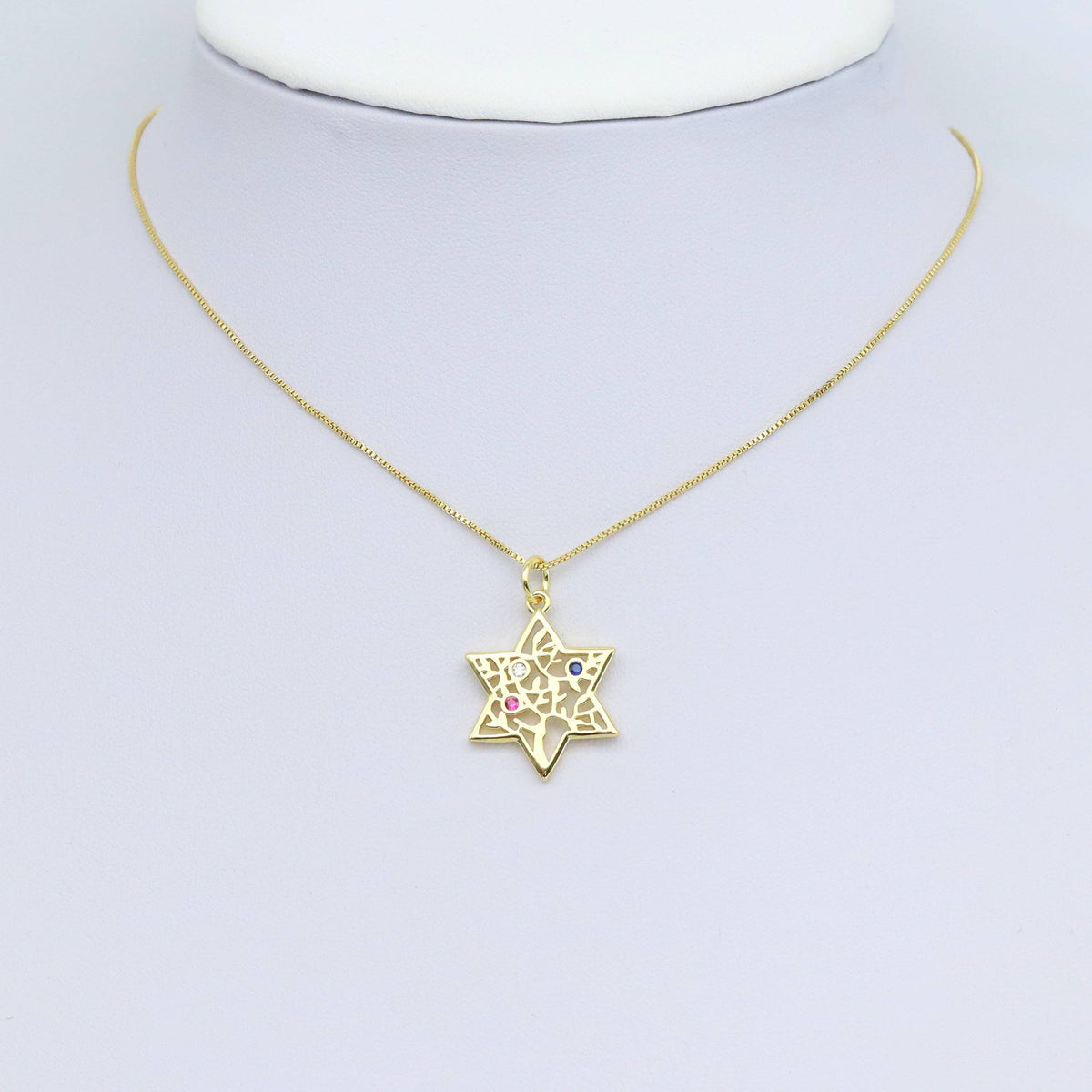 Colorful CZ Jewish Star of David Pendant, Sku#LX600