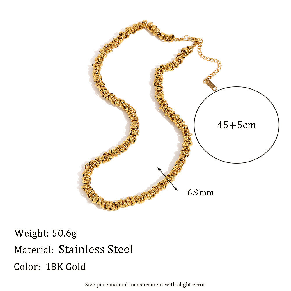 Hand-assembled Gold Hoop Necklace