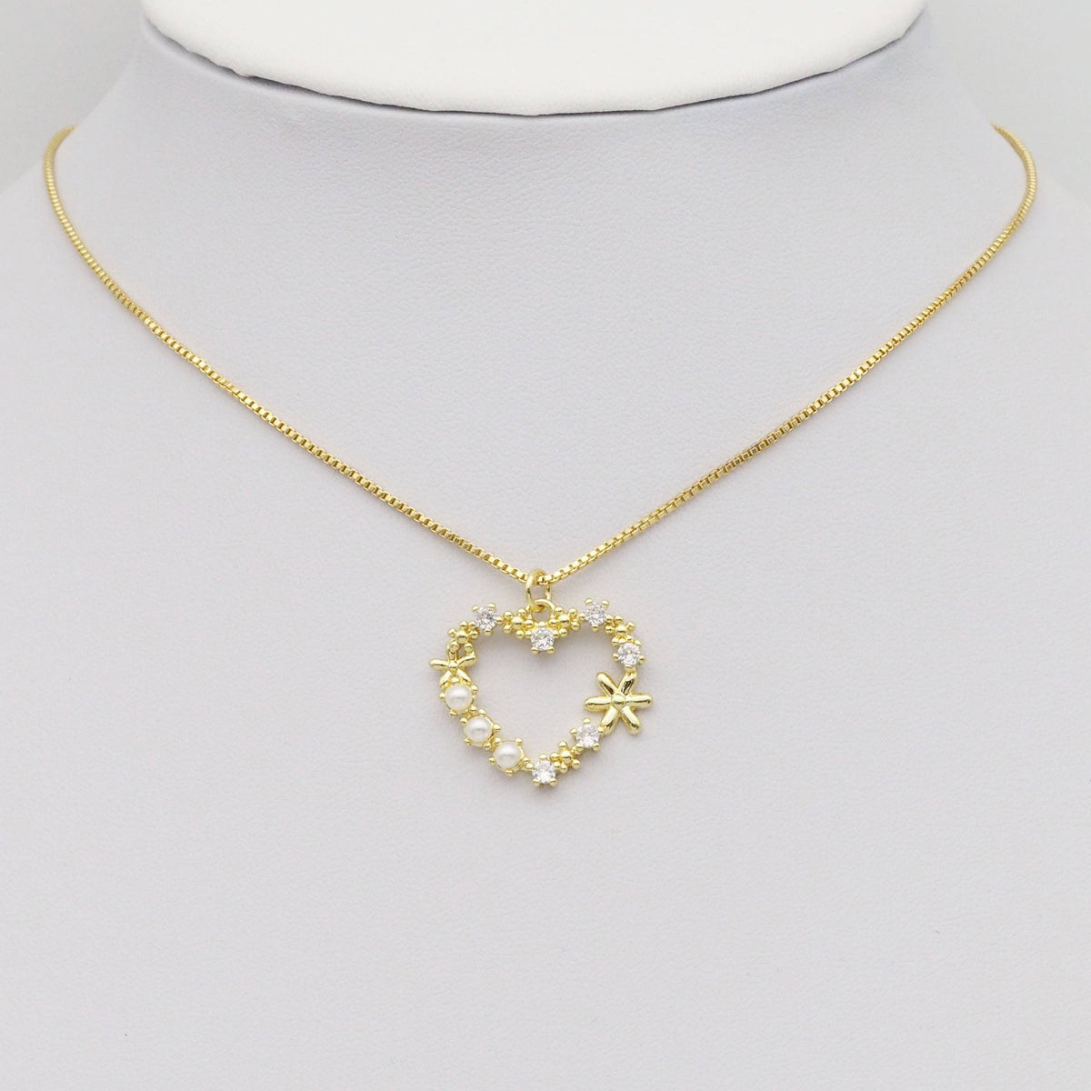 Pearl Flower Heart  Pendant Charm, Sku#LK885