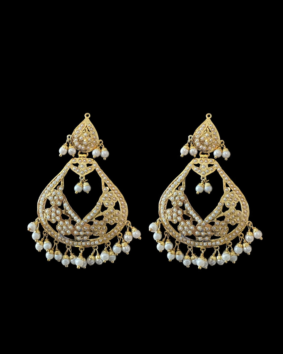 DJET77 Jadau chandbali earrings tika in pearls ( READY TO SHIP )