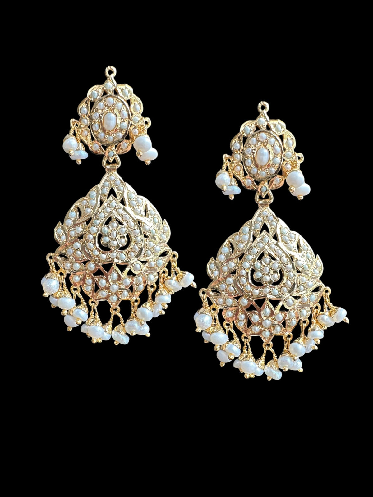 NADINE Navya gold plated earrings in silver - Fresh water pearls ( SHIPS IN 5 WEEKS )