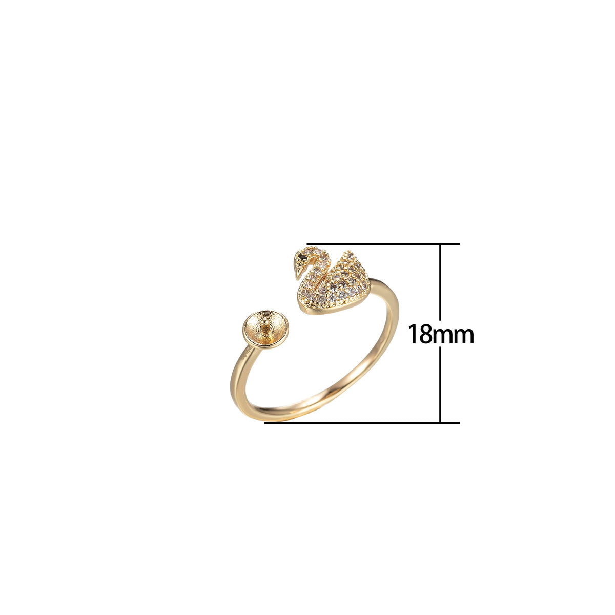 Dainty Swan Ring Open Adjustable Animal Ring Micro Pave Cz Stackable