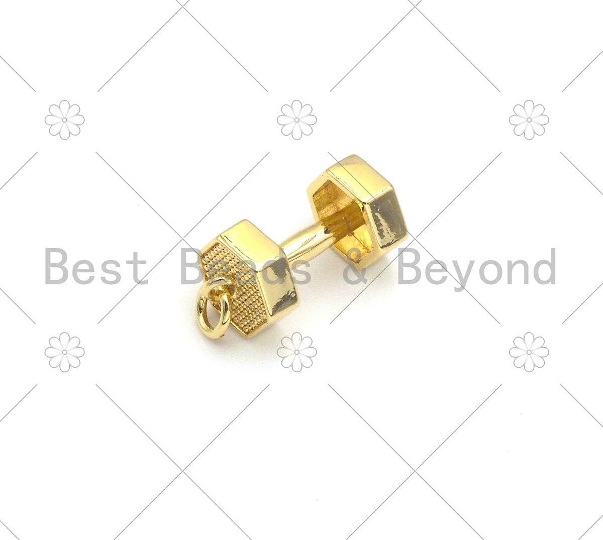 Gold/ Silver Dumbbell Shape Pendant/Charm, 18K Gold Filled Dumbbell Charm, Necklace Bracelet Charm Pendant, 9x18mm,Sku#L580