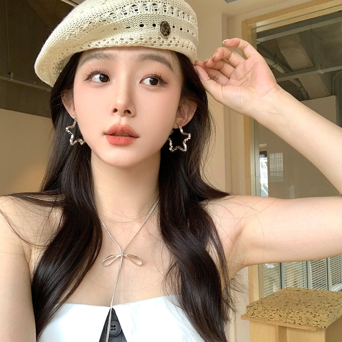 Elegant Knot CZ Tassel Drop Earrings For Women, Dainty Silver Tone Cubic Zirconia Snake Chain Tassel Dangle Earrings, Luxury Minimalist Party Jewelry Gift