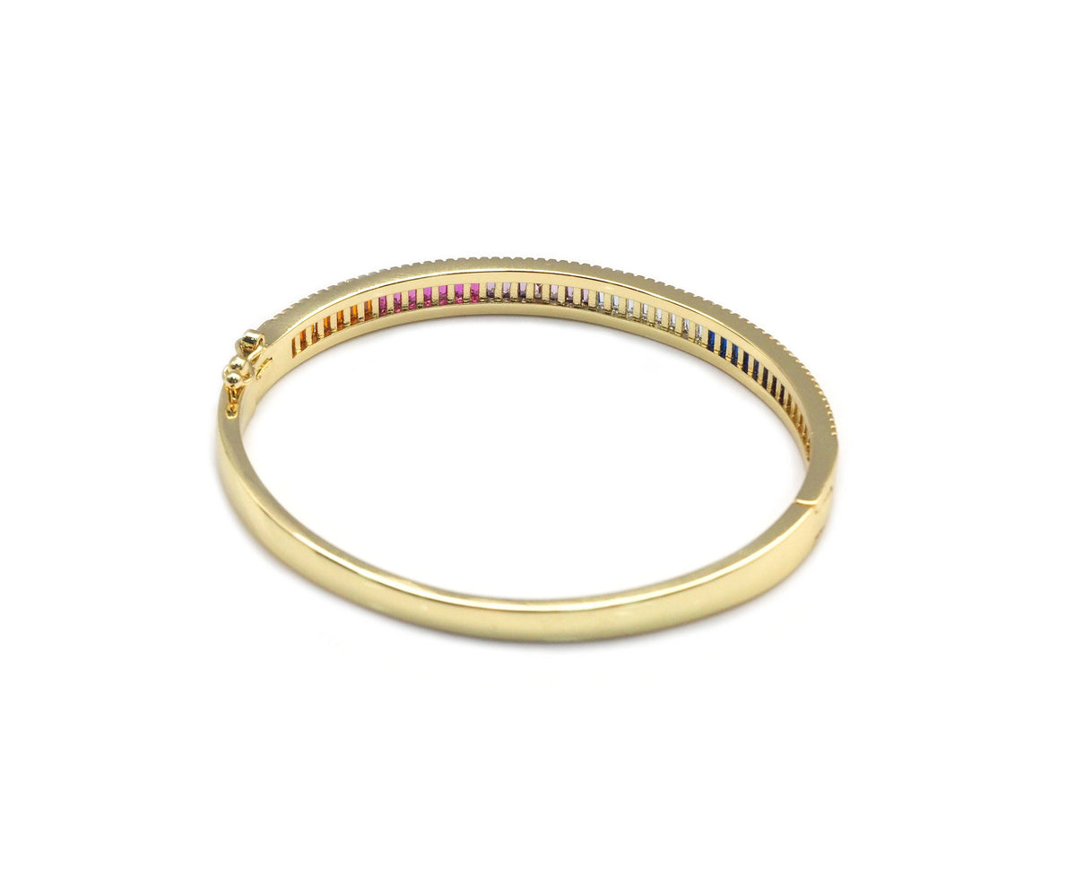 Rainbow Baguette CZ Bracelate,Sku#X351