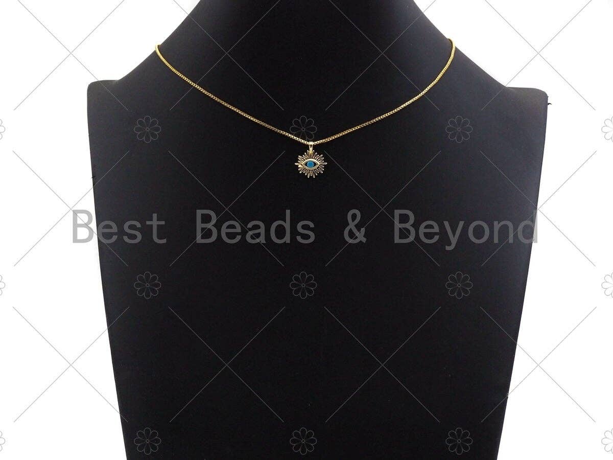 CZ Micro Pave Colorful Evil Eye On North Star Shape Pendant, Gold Plated Jewelry, Necklace Bracelet Charm Pendant, 14x15mm,sku#LD06