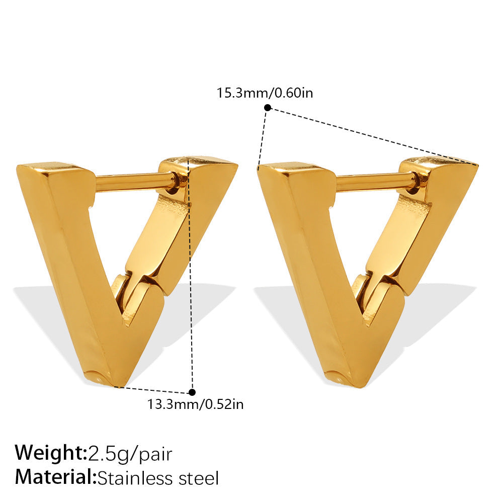 Fashion Vacation Style Geometric U-Shape & Triangle Earrings, Gold Color Fade-Resistant Sun Design, Daily Commute Earrings For Women