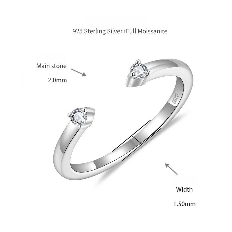 Stackable Double Stone Moissanite Ring in 18K Gold-Plated Sterling Silver – Minimalist Wedding Band Set for Women
