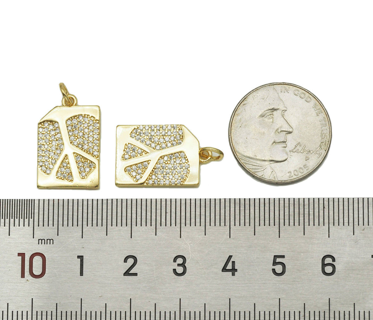 CZ Peace Sign Charm, Sku#F1455