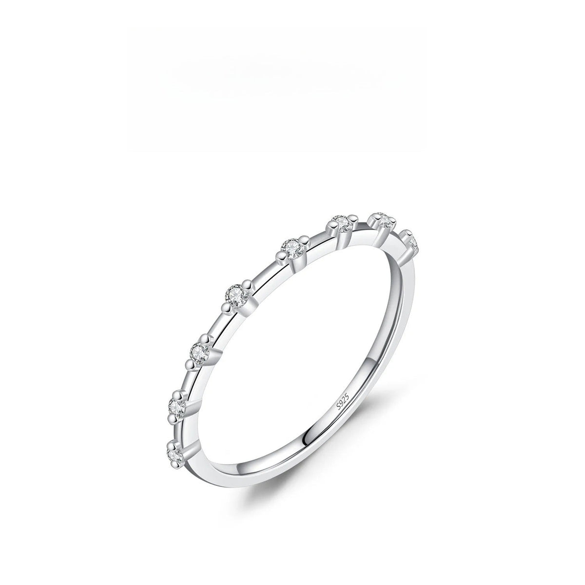 Geometric D-Color VVS1 Moissanite Accent Engagement Ring in Sterling Silver – Stackable or Statement Finger Ring for Women