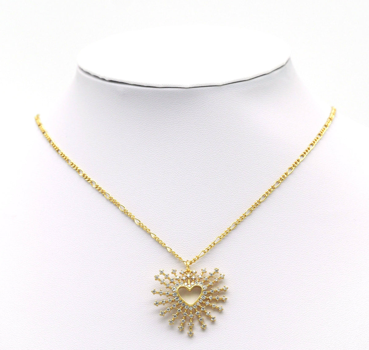 CZ Radical Heart with Sunburst Charm, Sku#L672