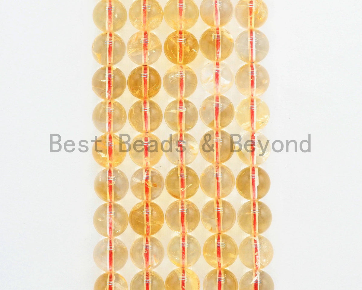 Quality Natural Citrine Beads,Round Smooth Yellow Gemstone Beads, ,SKU#U331c