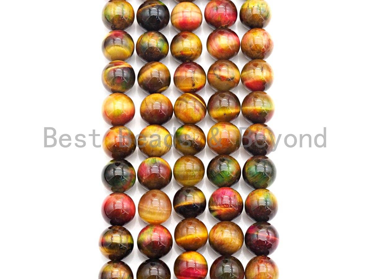NEW COLOR!! Natural Tiger eye Beads Round 12mm/14mm, Dryed Tiger Eye Beads, Purple Blue Pink Gemstone, 16" Full strand, sku#UA12