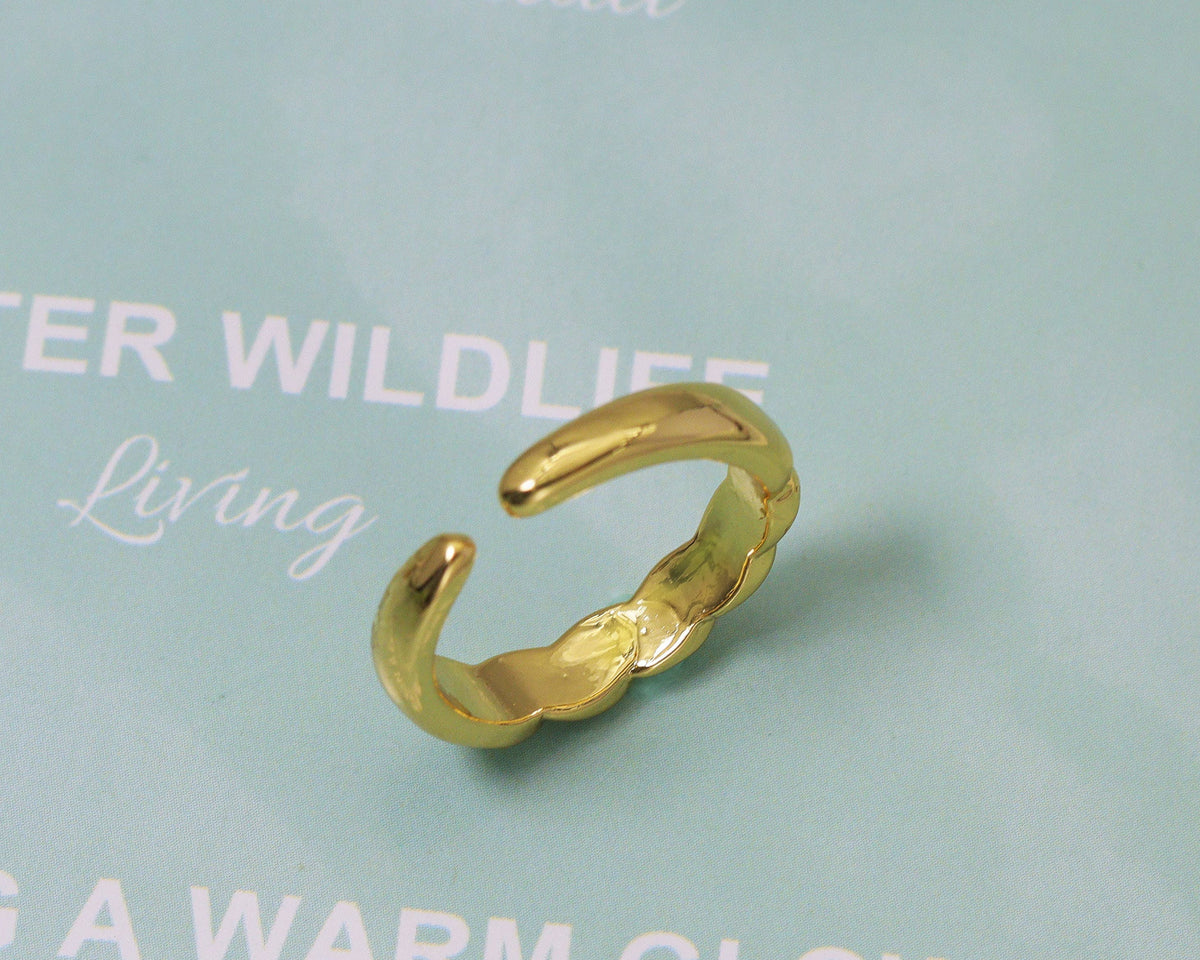 Gold Twisted Rope Adjustable Ring, Sku#LD212