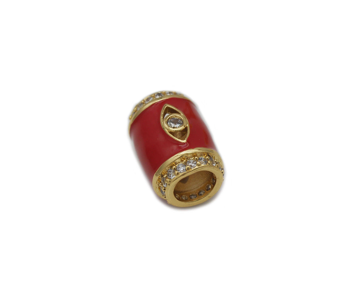 CZ Enamel Evil Eye On Barrel Beads, Sku#N60