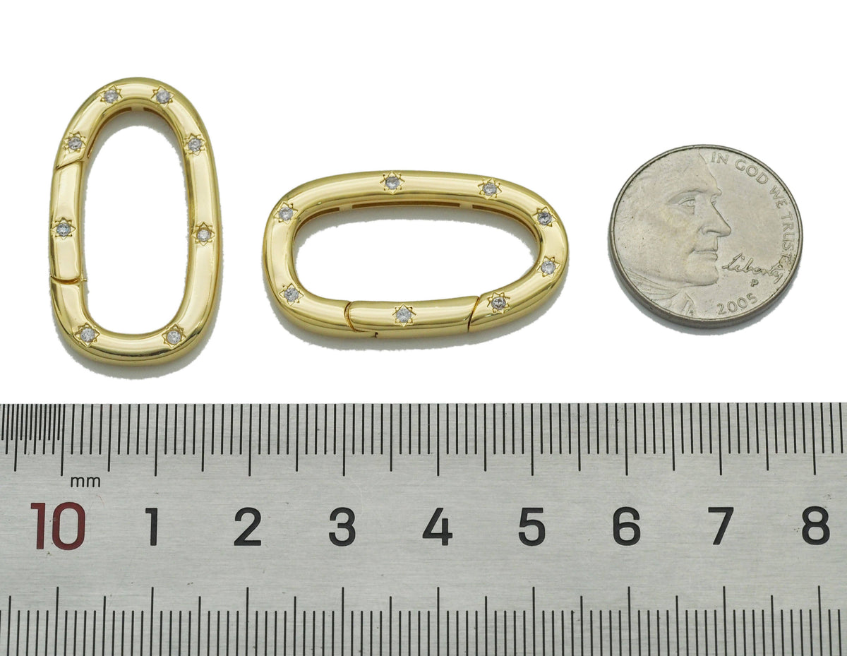 CZ Oval Gold Clasp , Sku#ML64