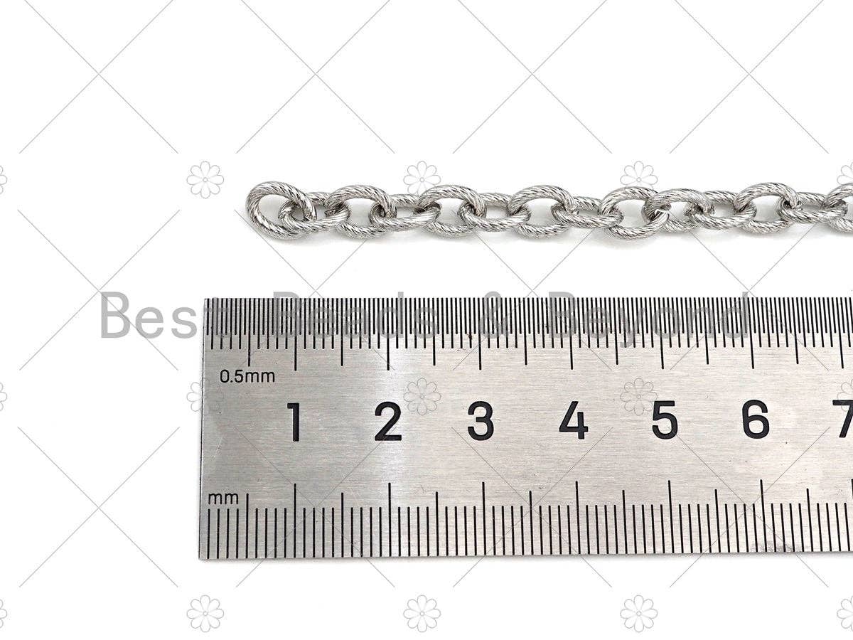 6x8mm Quality Stainless Steel Oval Link Chain by Yard, Texturized Oval Chain, Silver Unfinished Jewelry Chains, Wholesale Chain, sku#A100