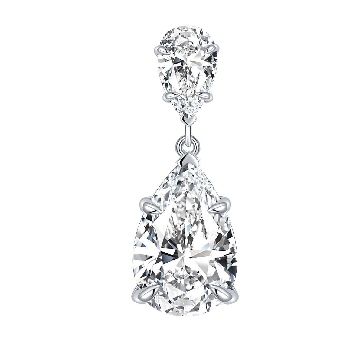 S925 Sterling Silver Pear Cut Moissanite Dangle Earrings  7x11mm Teardrop Double Stone Drop Earrings With GRA Platinum Plated Jewelry Gift Box Set