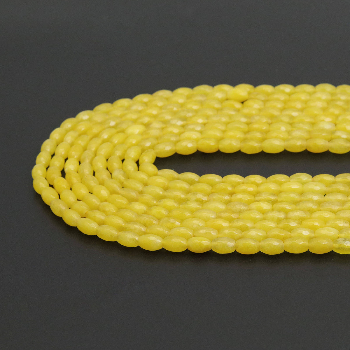Bright Yellow Jade Rice Faceted Beads, Sku#U1970