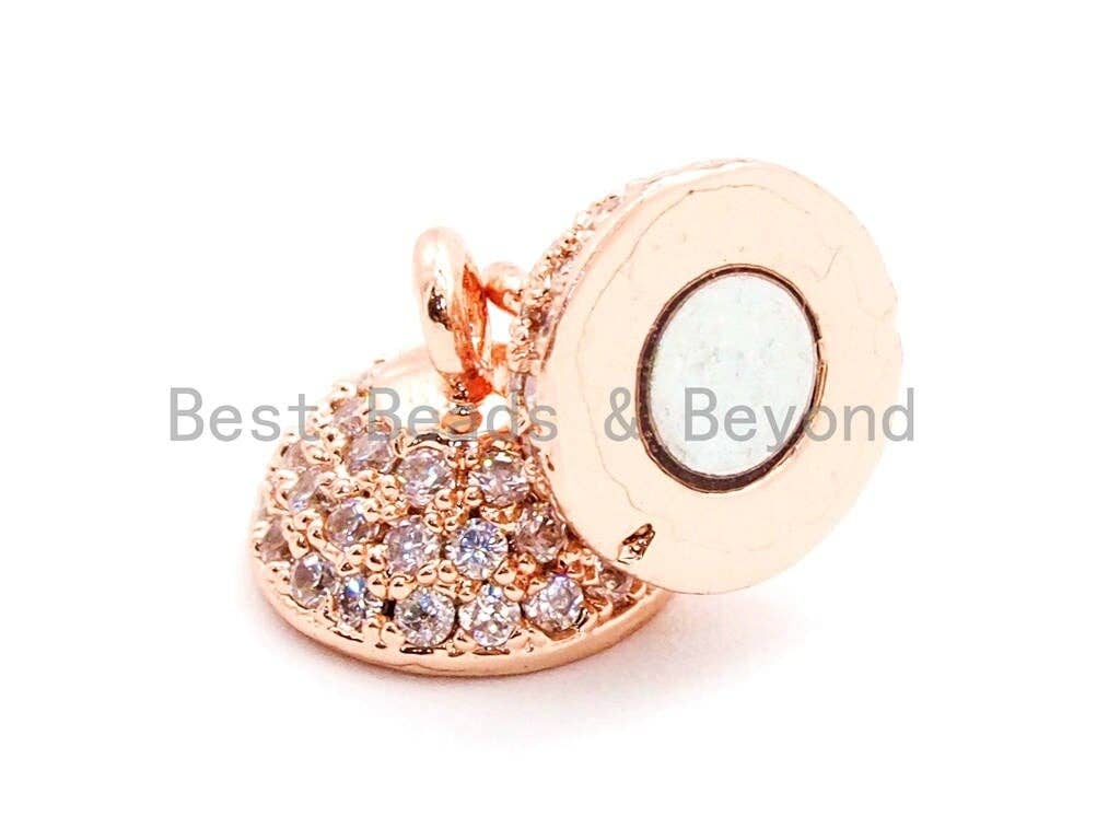 8mm/10mm/12mm/14mm/16mm CZ Micro Pave  Strong Magnetic Round Clasp, Cubic Zirconia Magnetic Clasp, Gold Rose Gold Clasp, sku#H55