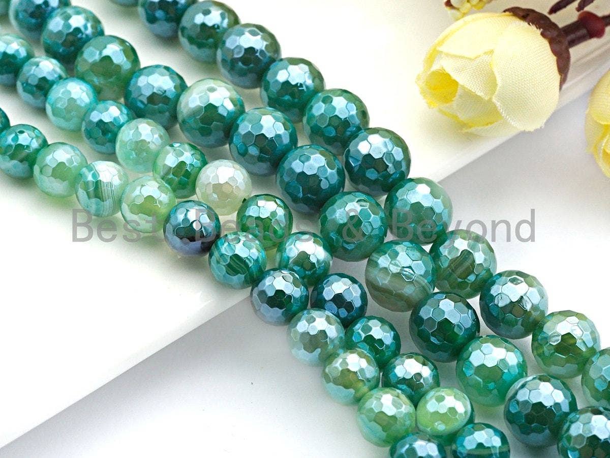 Green Agate Attachment Necklace with Large CZ Pave Silver clasp, 18 long, 8mm/10mm beads size, sku#D45