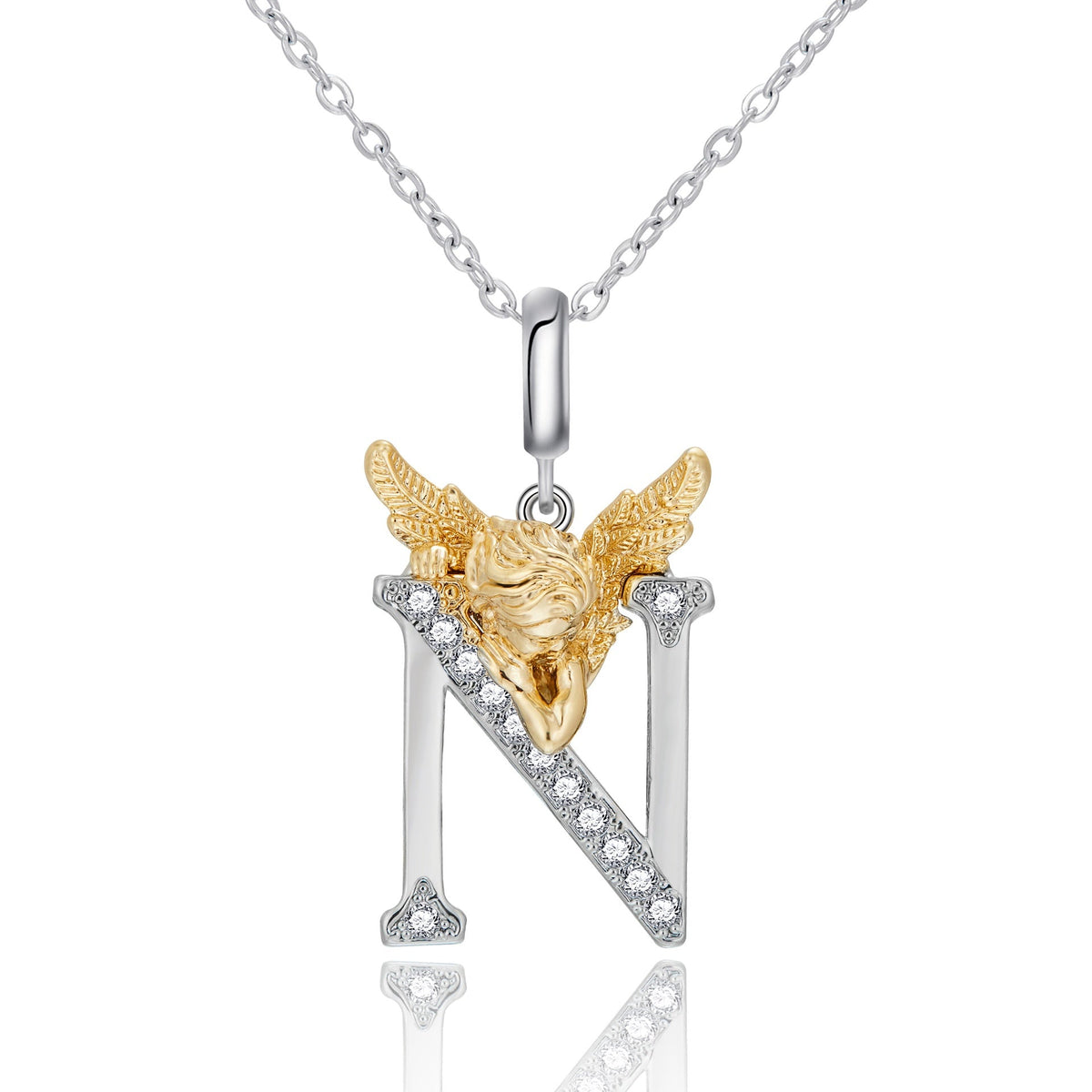 New Copper-plated White-gold Letter Pendant Mens And Womens Stainless Steel O-shaped Necklace
