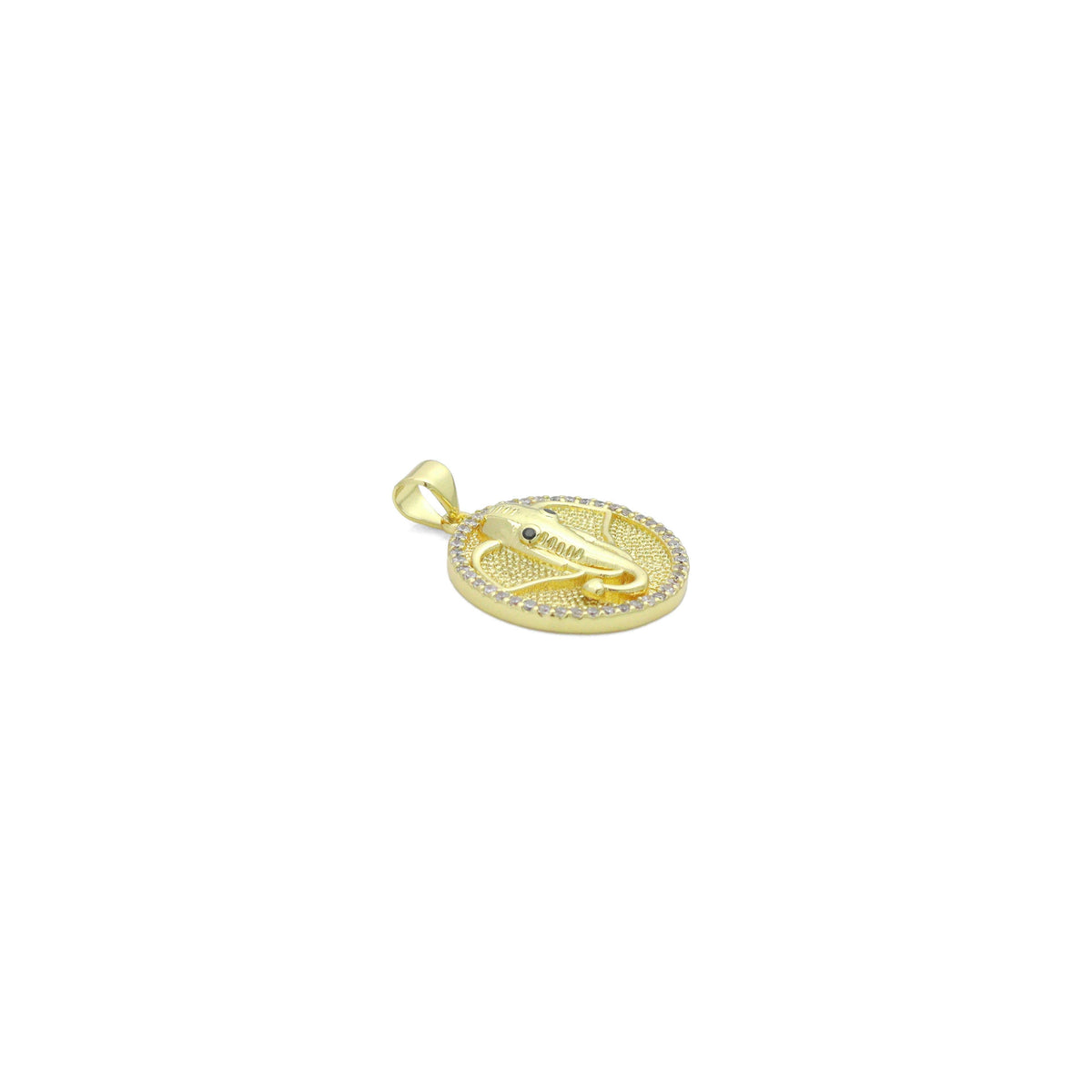 CZ Gold Elephant Head Coin Charm Pendant,Sku#LX860
