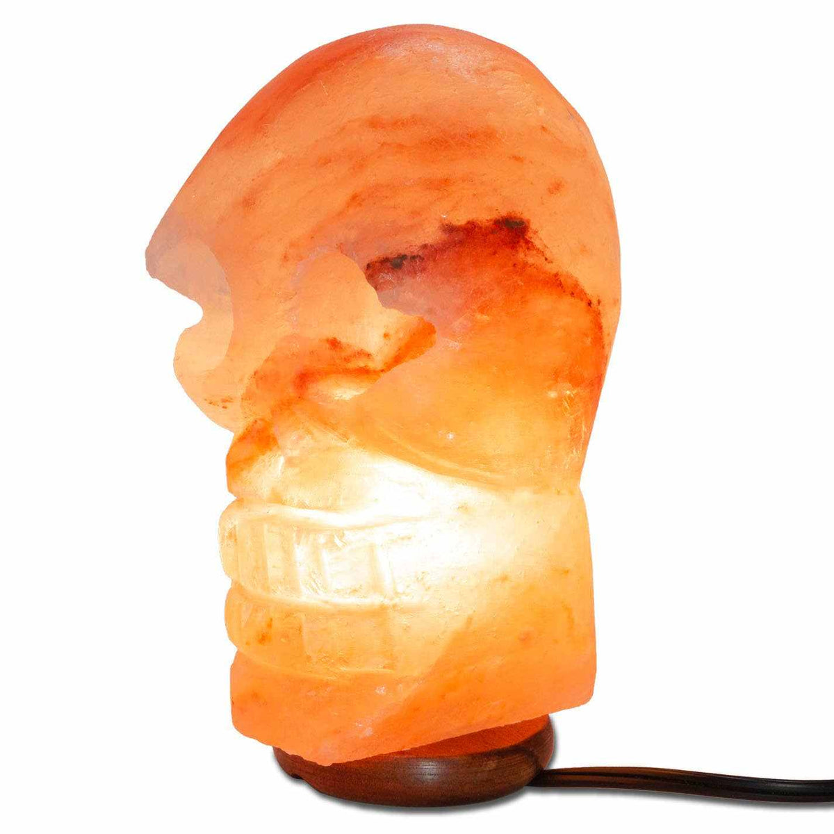Skull Shaped Salt Lamp - 9.5" avg. - Cord, Bulb, Dimmer