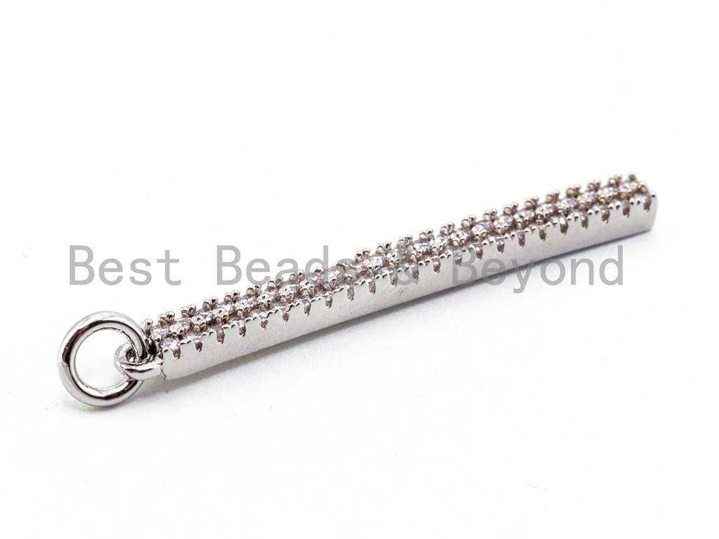 1pc CZ Micro Pave Long Bar Pendant, Cubic Zirconia Strip Pendant, Micro pave pendant, 32x3mm, sku#F333