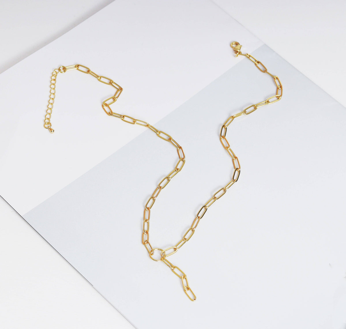 Paperclip chain drop charm necklace, sku#CL14-1