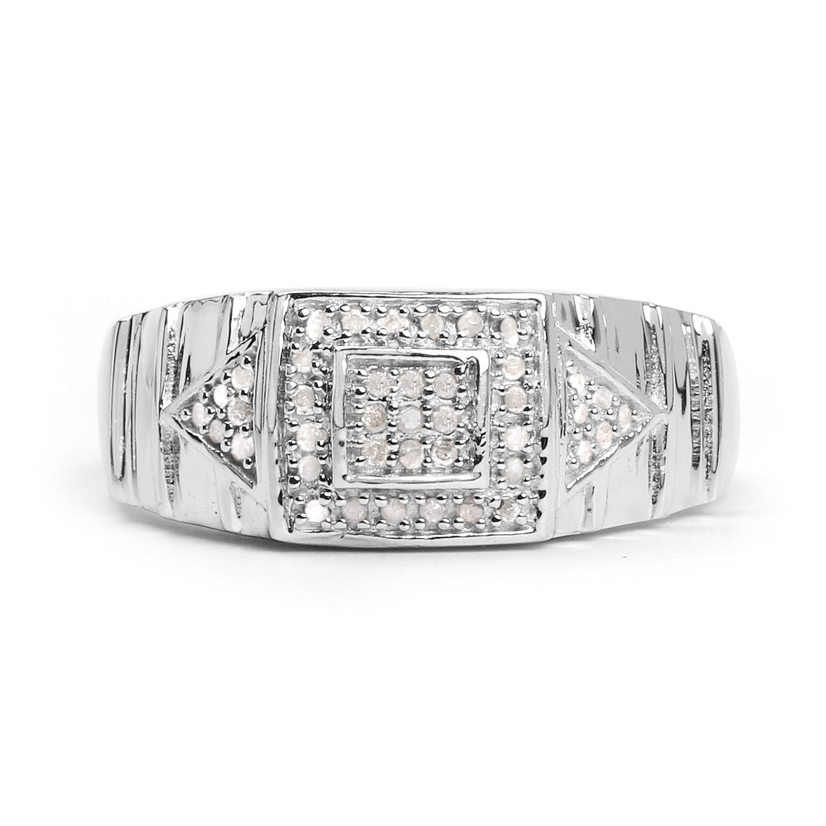 14K White Gold Plated 0.21 Carat Genuine White Diamond .925 Sterling Silver Ring