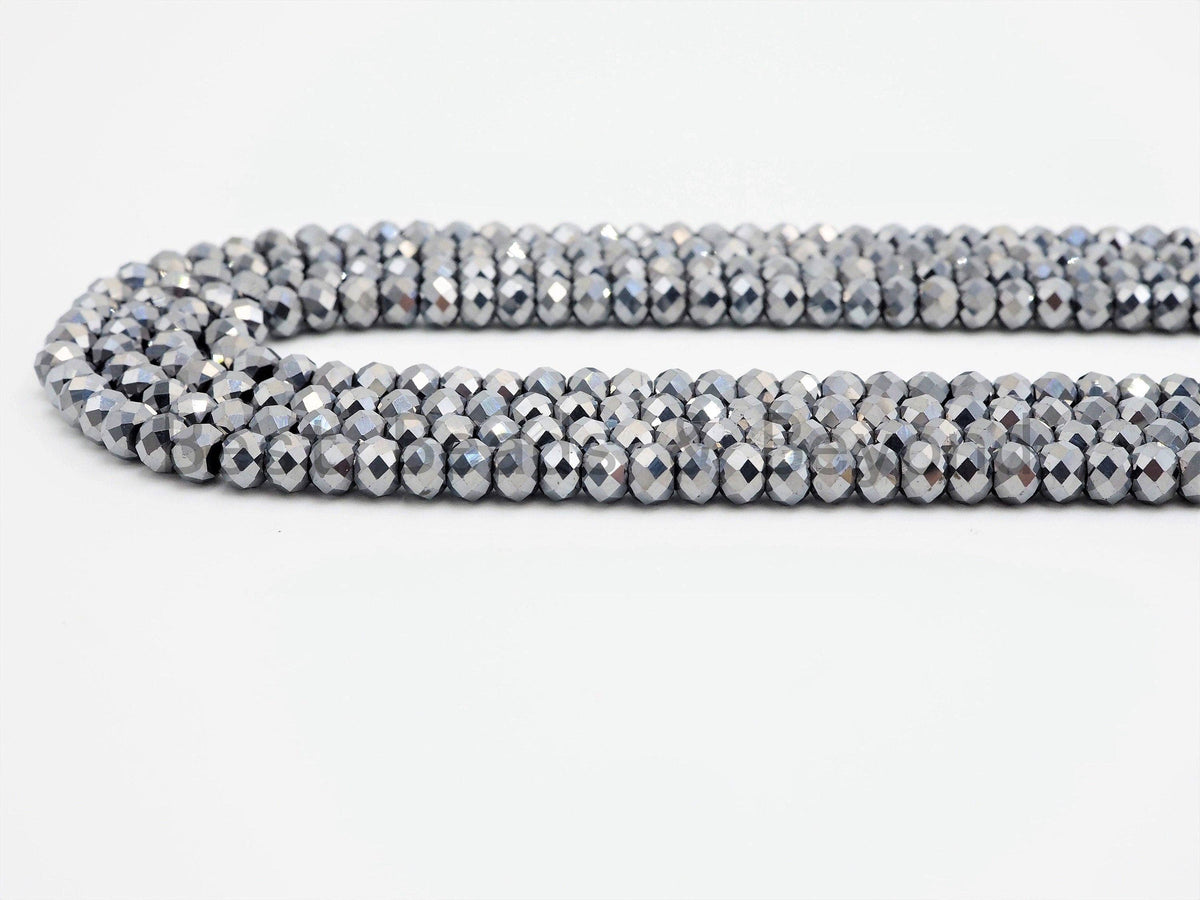 Quality Gray Rondelle Tera Hertz Beads,1x2/3x4/3x5/5x8mm Rondelle Faceted Beads, Bright Gray Beads,15inch strand,SKU#U376