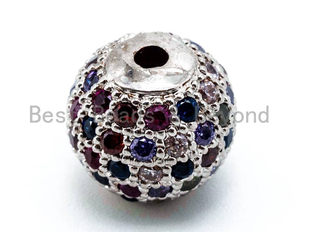 CZ Micro Pave Multi Color Ball Spacer Beads, Rainbow Colored Shamballa Ball Beads,sku#G293