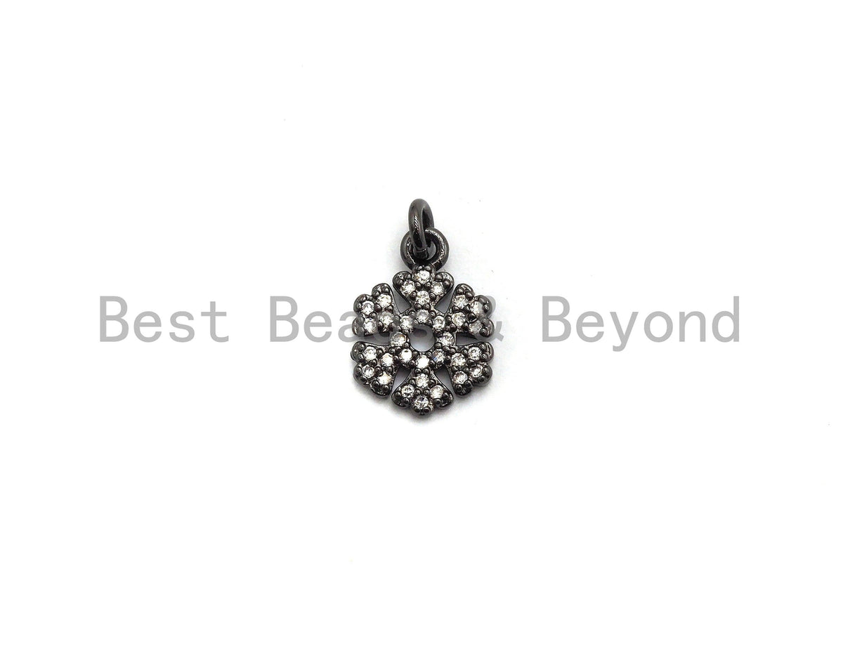 CZ Micro Pave Snowflake Pendant/Charm, Cubic Zirconia Pendant, 10x13mm,sku#F649
