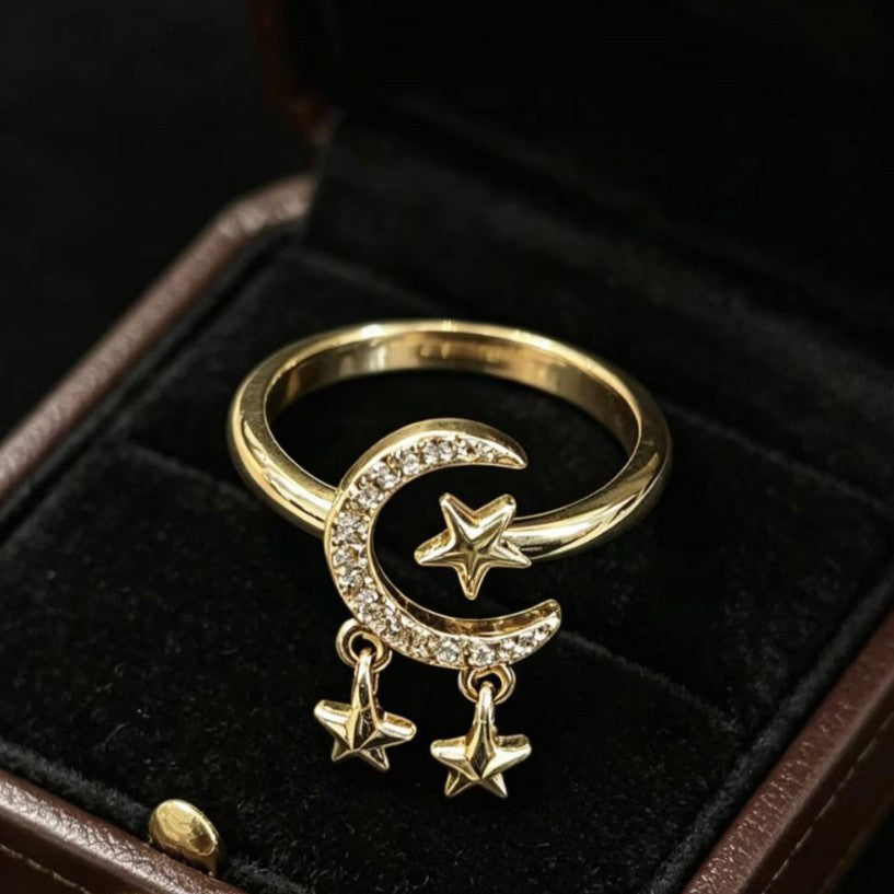 Affordable Luxury Star And Moon Open Ring For Women
