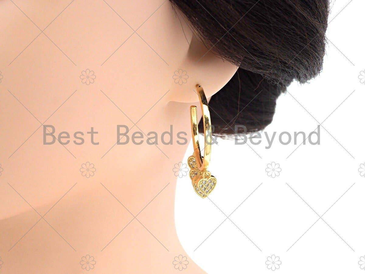 CZ Heart Hoop Earrings, Sku#LD83