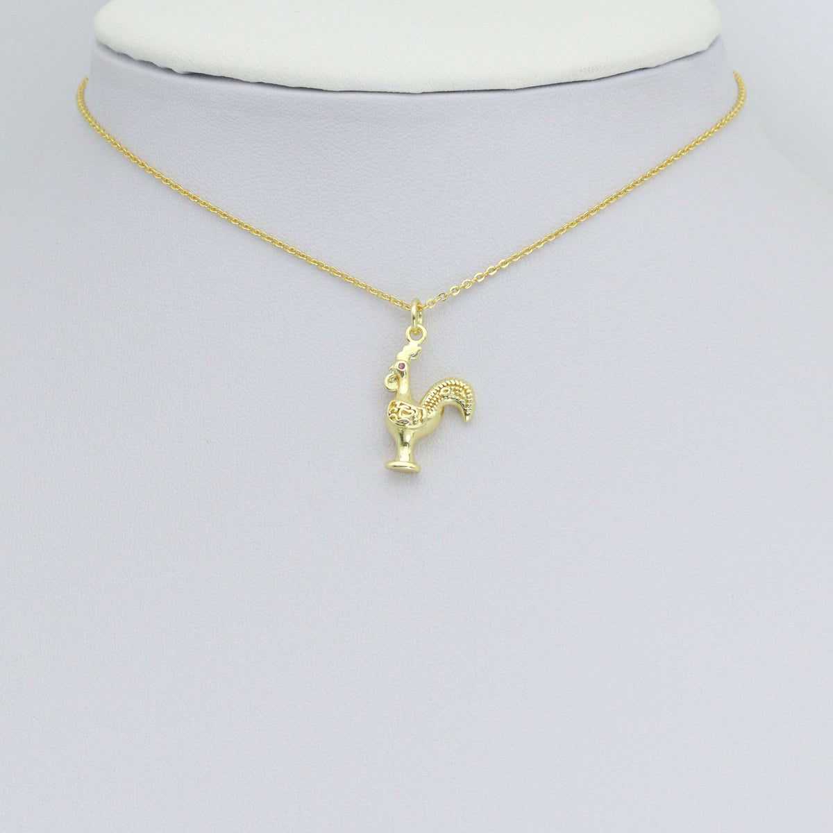 CZ Gold Rooster Charm Pendant, Sku#LK1197