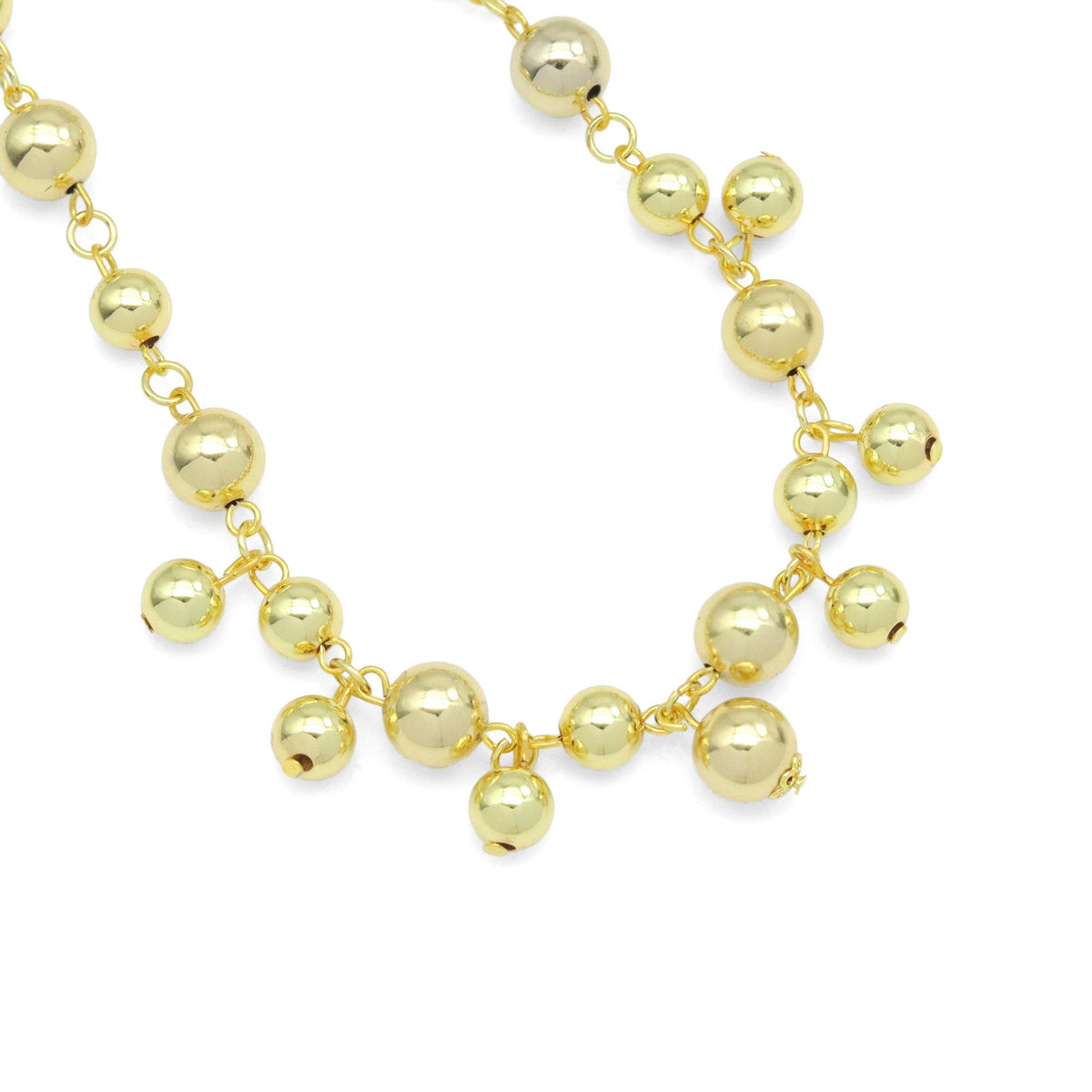 Gold Silver Dangle Ball Link Adjustable Necklace, Sku#A429