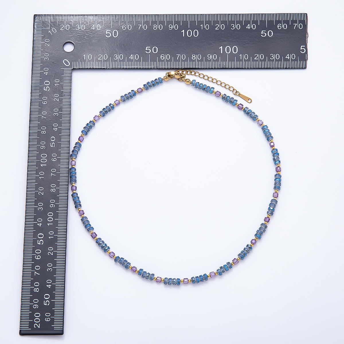 3mm Blue, Pink, Clear AB, Peach, White, Green Tube Rondelle Multifaceted Crystal Gemstone Chain 16 Inch Necklace | WA-00898 ~ WA-01015