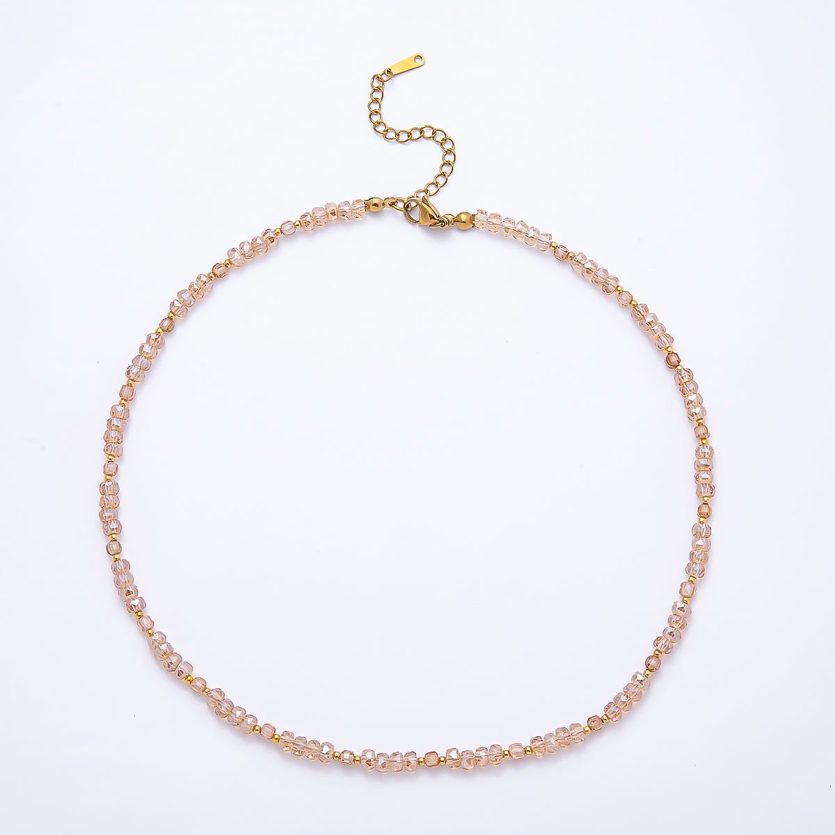 3mm Blue, Pink, Clear AB, Peach, White, Green Tube Rondelle Multifaceted Crystal Gemstone Chain 16 Inch Necklace | WA-00898 ~ WA-01015